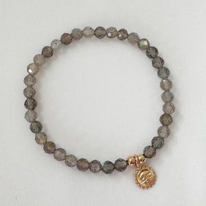 Labradorite bracelet stretchy healing crystal beaded gemstone bracelets with sun face charm bohemian jewelry spiritual gift idea for women