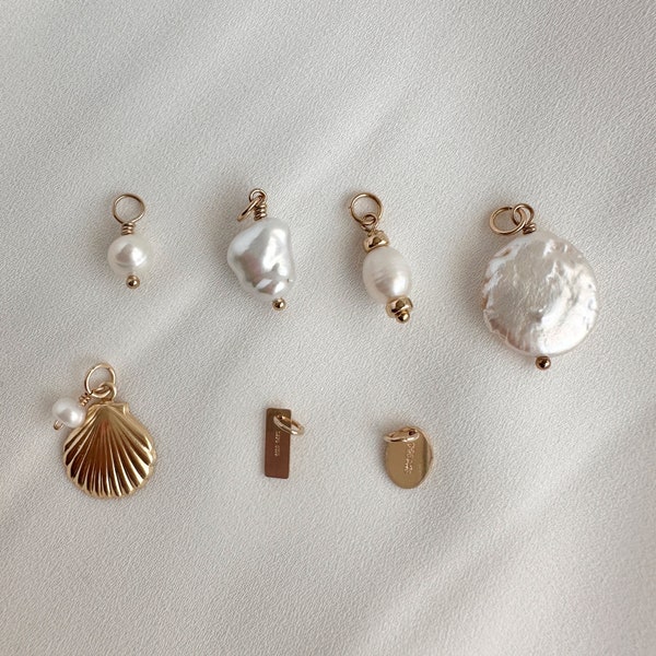 Petite perle pendentif pour collier en or breloque perle baroque pour collier pendentif en pierres précieuses, idée cadeau pour maman, fille, elle