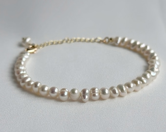 Natural freshwater pearl bracelet dainty beaded jewelry June birthstone birthday gift minimalist boho wedding 30th anniversary gifts her mom