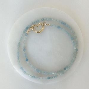 Aquamarine Beaded Choker 14k Gold Filled Gemstone Necklace