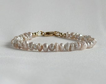 Keshi Pearl bridal bracelet irregular freshwater pearls beaded gemstone jewelry June birthstone 30th wedding anniversary gift ideas  for her