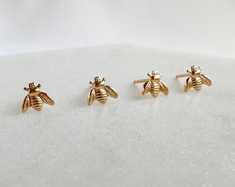 Dainty honey bee stud earrings 14k gold filled minimalist nature jewelry dainty bumblebee earring birthday anniversary gif ideas for her mom