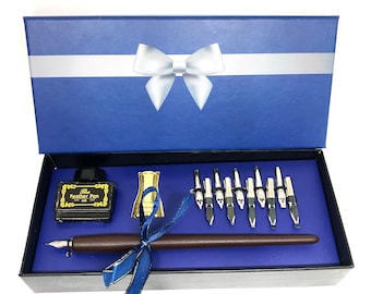 Calligraphy Kit for Beginners – Premium Quality Pen, Instruction Card, Ink Bottle & 11 Unique Nibs – The Perfect Gift for Aspiring Artists