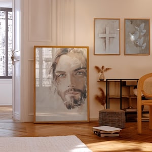 Set of 3 Minimalist Neutral Christian Religious Catholic Modern Jesus Christ Wall art painting 3 Set Print  Wall Decor Set of 3 Printable.