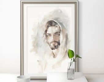 Modernes Jesus Christus Portrait: Christliche Wandkunst (Digitaler Download)