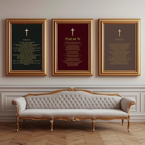 Psalm 23 Psalm 91 Psalm 121 Modern Christian Religious Catholic Bible Verse Bible Study Wall Art Decor Set Of 3 Trendy Christian Wall Art.