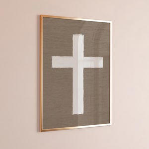 Jesus Christ Cross Minimalist Neutral Modern Christian Religious Wall Art Bible Verse Home Living Room Decor For Christian Passion of Christ