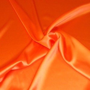 Orange silk charmeuse fabric by the yard, Pure mulberry silk, Halloween decoration fabric, 100 pure silk, 45 width, 22 mm, Same day shipping