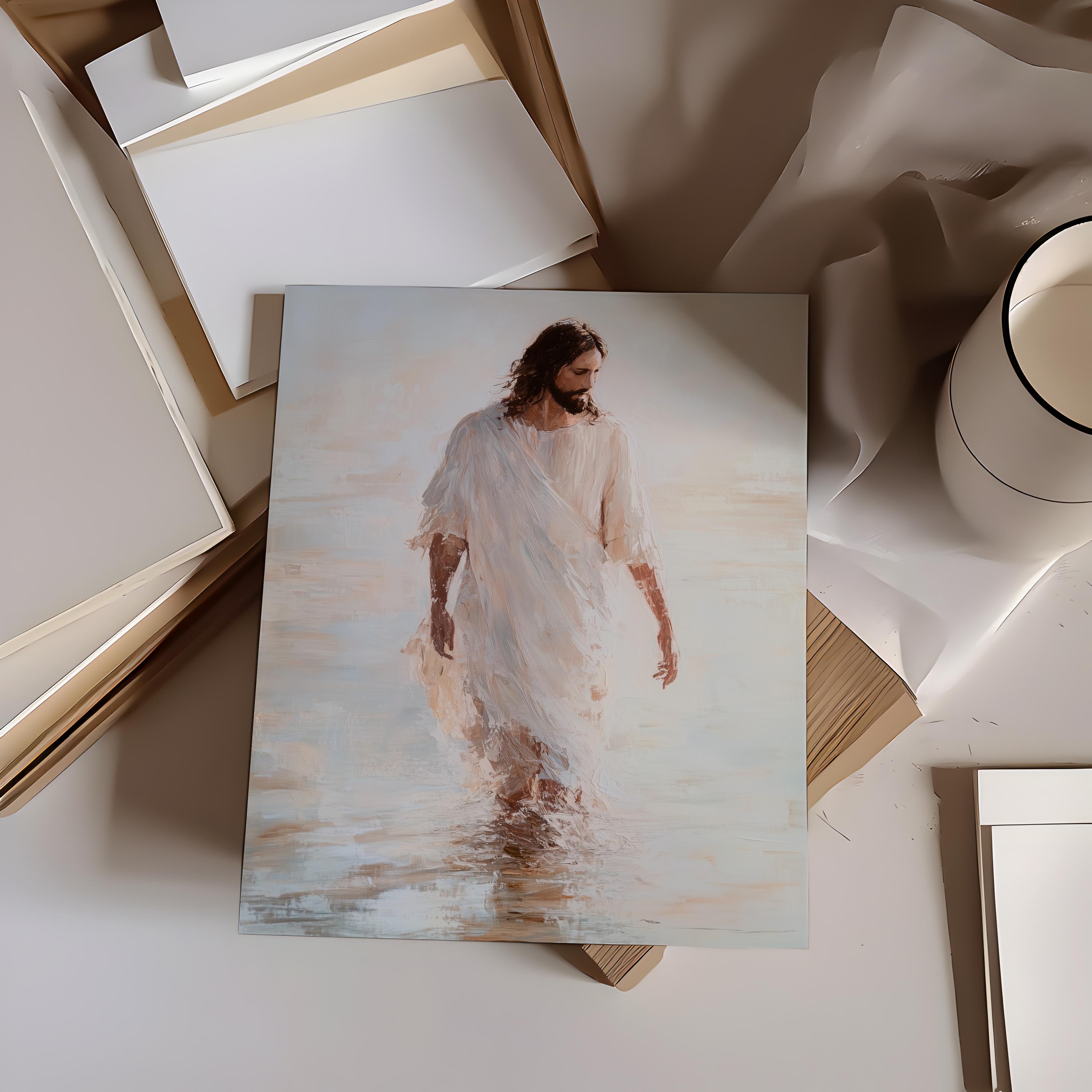 Jesus Walking on Water Painting: Christian Wall Art (digital Download ...