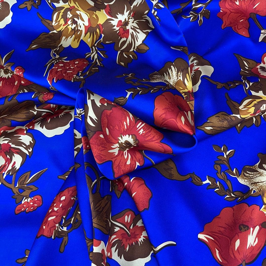Silk Floral Fabric 100 Silk With Flowers 22 Momme 45 Etsy