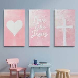 Pink Christian Scripture Wall Art Set: Modern Bible Verse Prints (Digital Download)