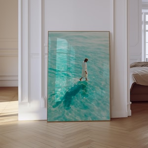 Jesus Christ Walking on Water Picture Modern Christian Catholic Digital Download Wall Art Decor for Christian Bible Scripture Verse Poster