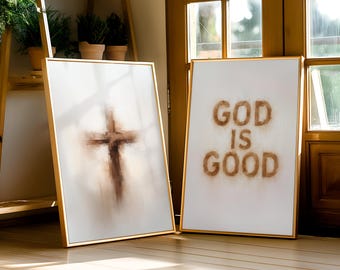 God is Good Christian Wall Art: Modern Minimalist Bible Verse Print (Digital Download)