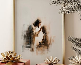 Jesus Healing Art Print - Bible Miracle, Christian Home Decor (Digital Download)