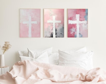 Conjunto de impresiones de cruces abstractas: Arte mural cristiano moderno (descarga digital)