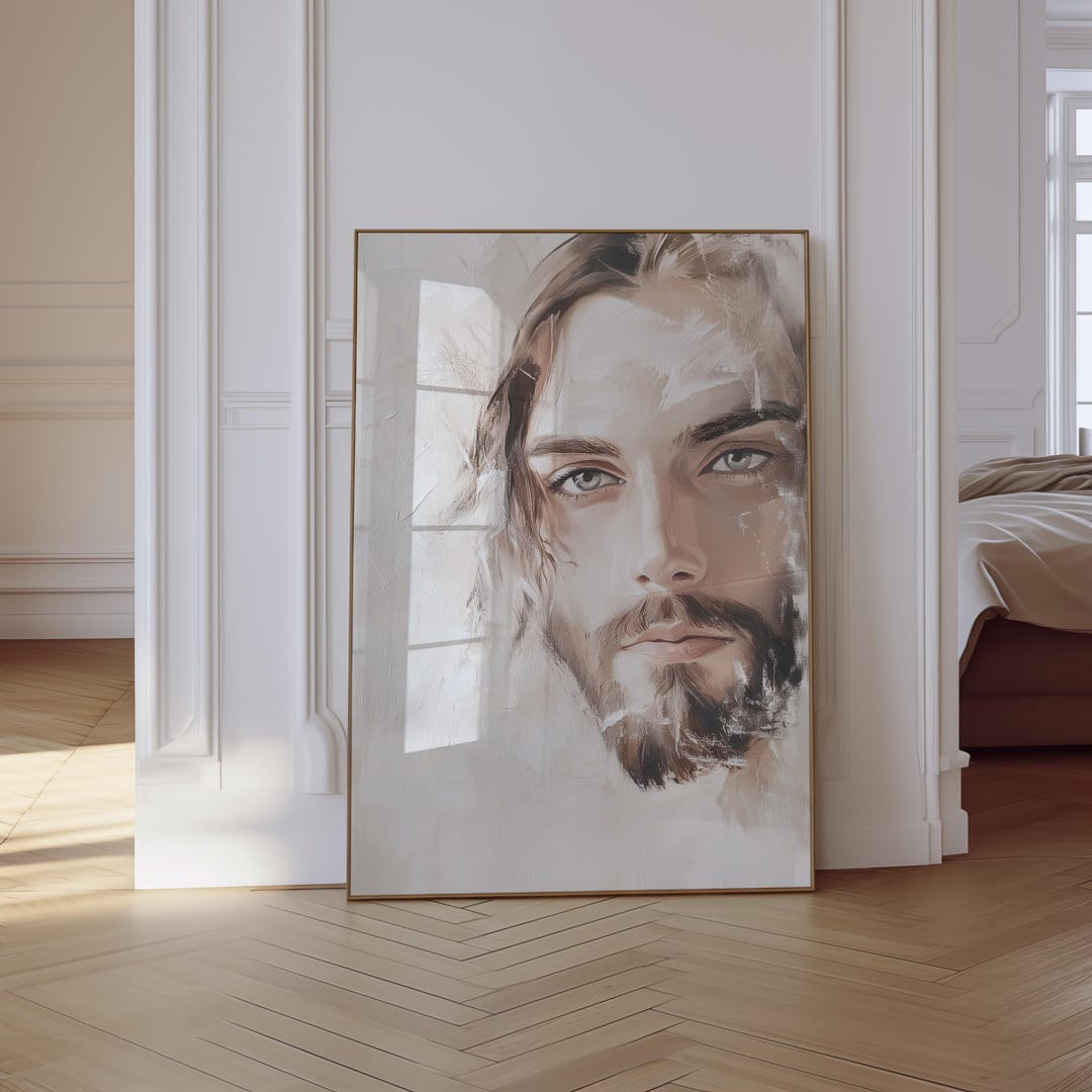 Jesus Portrait Painting: Minimalist Christian Wall Art (digital ...