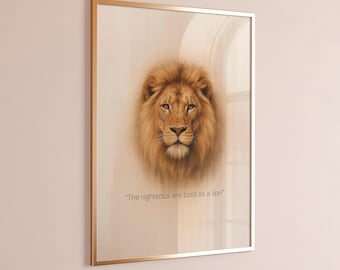 Lion of Judah Print: Modern Christian Bible Verse Wall Art (Digital Download)