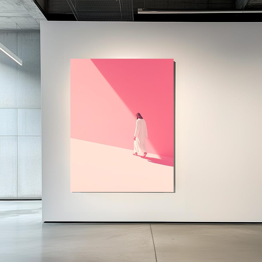 Modern Jesus Christ Art Print: Pink Minimalist Christian Wall Art ...
