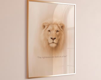 Lion of Judah Print: Modern Christian Bible Verse Wall Art (Digital Download