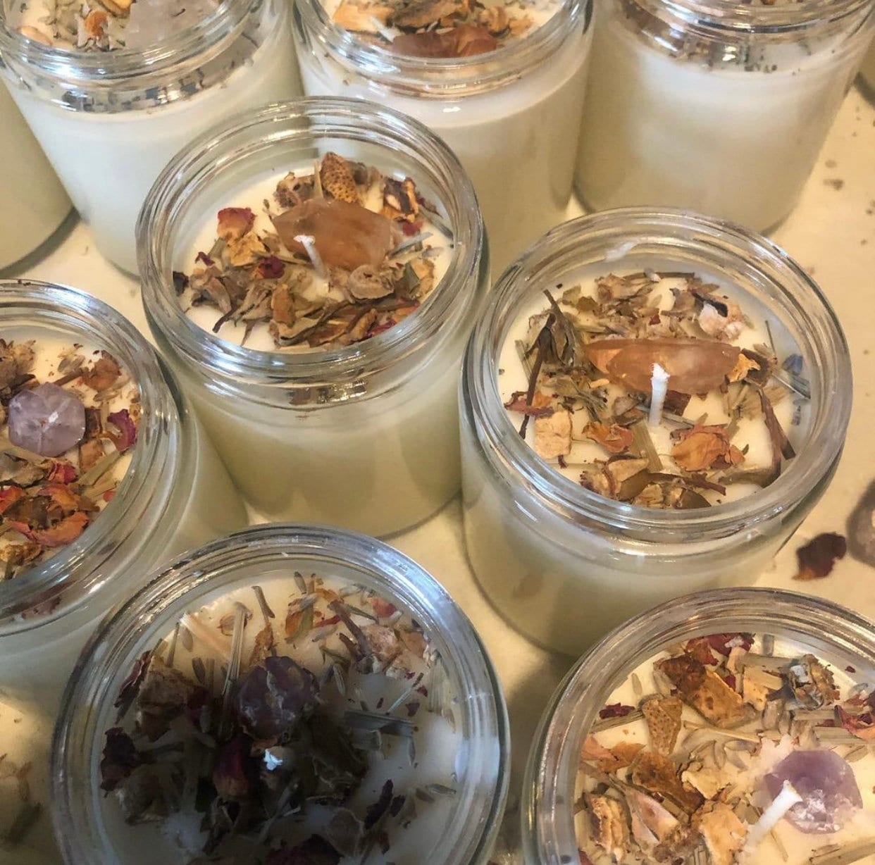9oz Herbal & Crystal Infused Soy Candles - Etsy