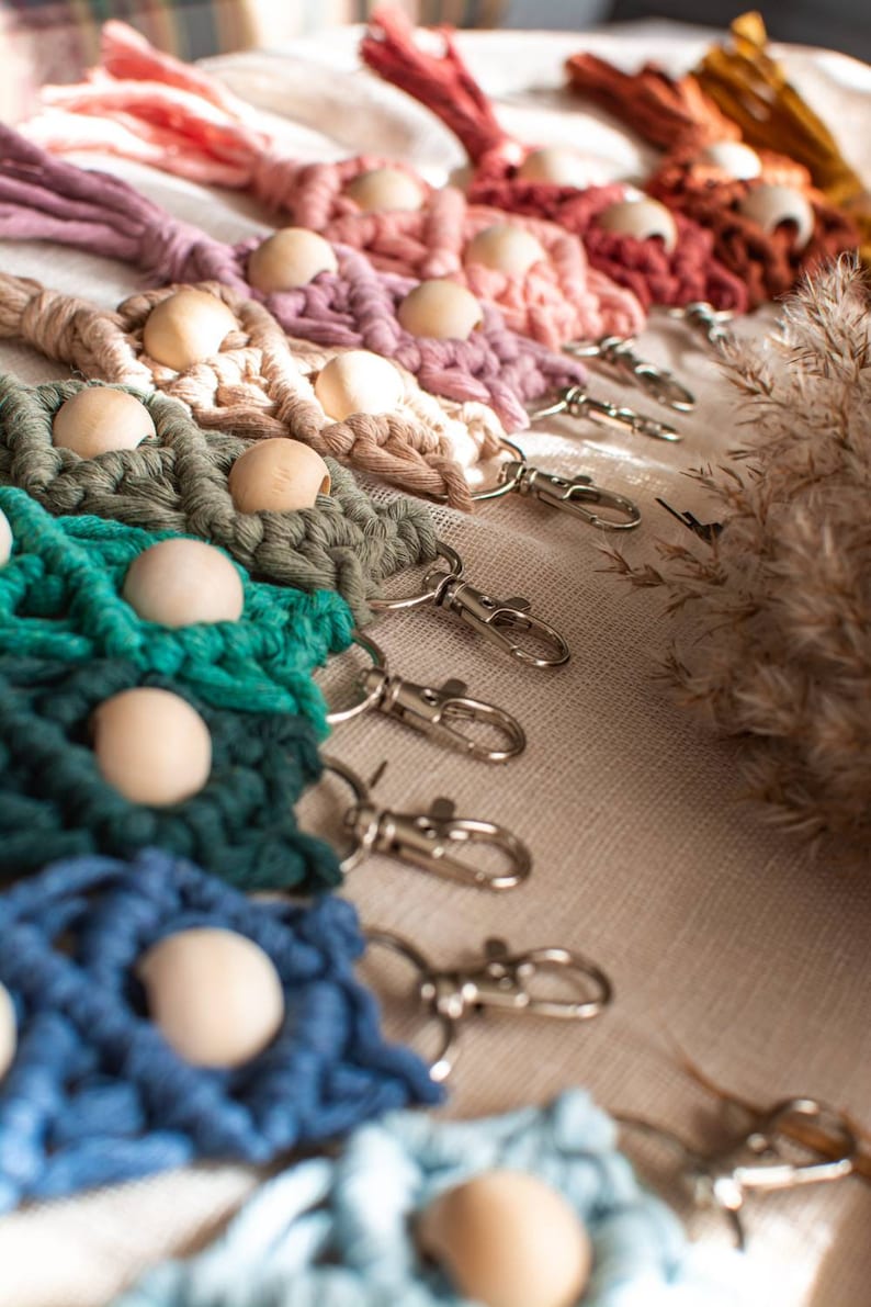 2 Bead Macrame Keychains Macrame Wedding Gifts Boho Bridesmaid Gifts Boho Keychains Boho Wedding Gifts
