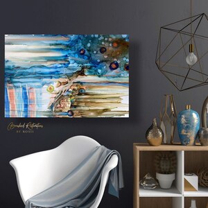 Cocktail Hour. Alcohol Ink Canvas. Artwork. Decor