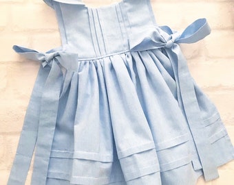 Girls handmade vintage style pinafore dress.