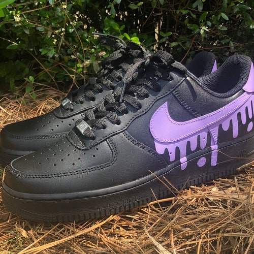 Custom Black Nike Drip Air Force Ones 