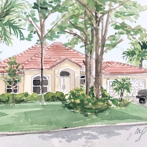 5x7 CUSTOM Hand-painted Watercolor House Portrait