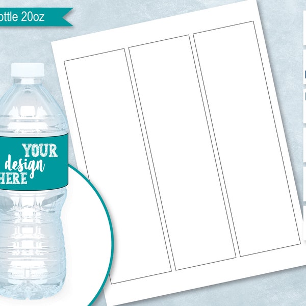 Water Bottle 591 ml 20 Oz Blank Wrapper Template, Water Bottle Label Sublimation, Printable, Create Design Your Own, Canva, Cricut, PnG, SvG