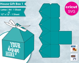 House Gift Box, 8.5"x11" Sheet Printable, Hexagon Favor Box, Party Gift Box, Create Your Own, DIY, Cricut, Silhouette, Sublimation, SVG, PNG