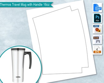 Termos 16oz resemugg med handtag tom omslagsmall, termos sublimering, skapa din egen design, PsD, PnG, SvG, Dxf, Eps-format