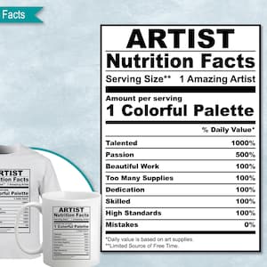 Artist Nutrition Facts, SVG Nutritional Fact Label Template, Printable, DIY, Eps, PNG, SvG, DxF, Cricut, Silhouette