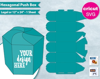 Sechseckige große Push-Geschenkbox, 8,5 "x 14" Bogen druckbar, Sechseck-Geschenkbox, Party-Geschenkbox, DIY, Cricut, Silhouette, SVG, PNG
