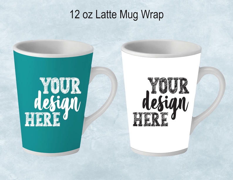 12 Oz Latte Mug Blank Wrap Template 12oz Coffee Mug Wrapper Etsy