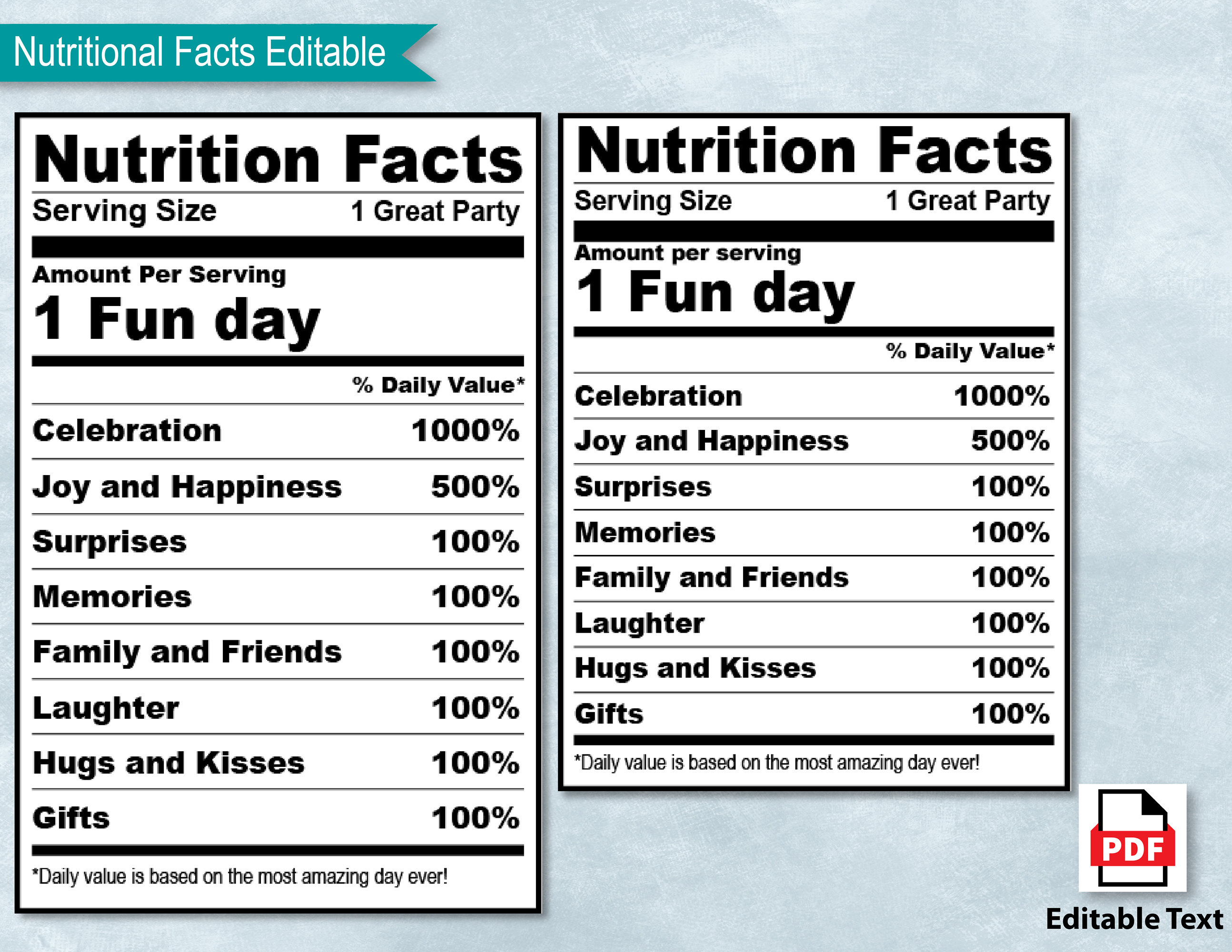 Editable Nutrition Facts Blank Fillable Nutritional Fact Etsy