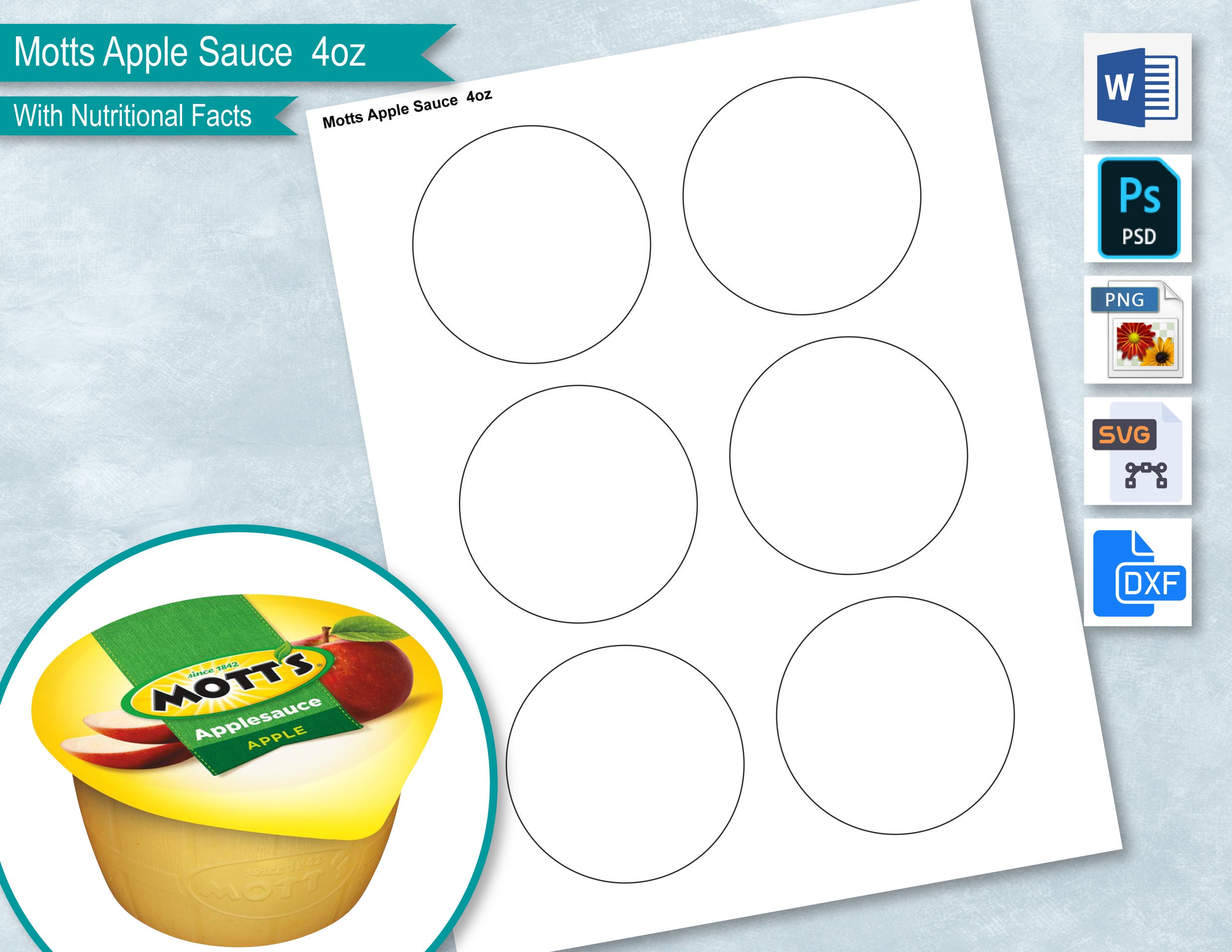 Applesauce 4oz 50g Label Template Apple Sauce Sticker Label | Etsy