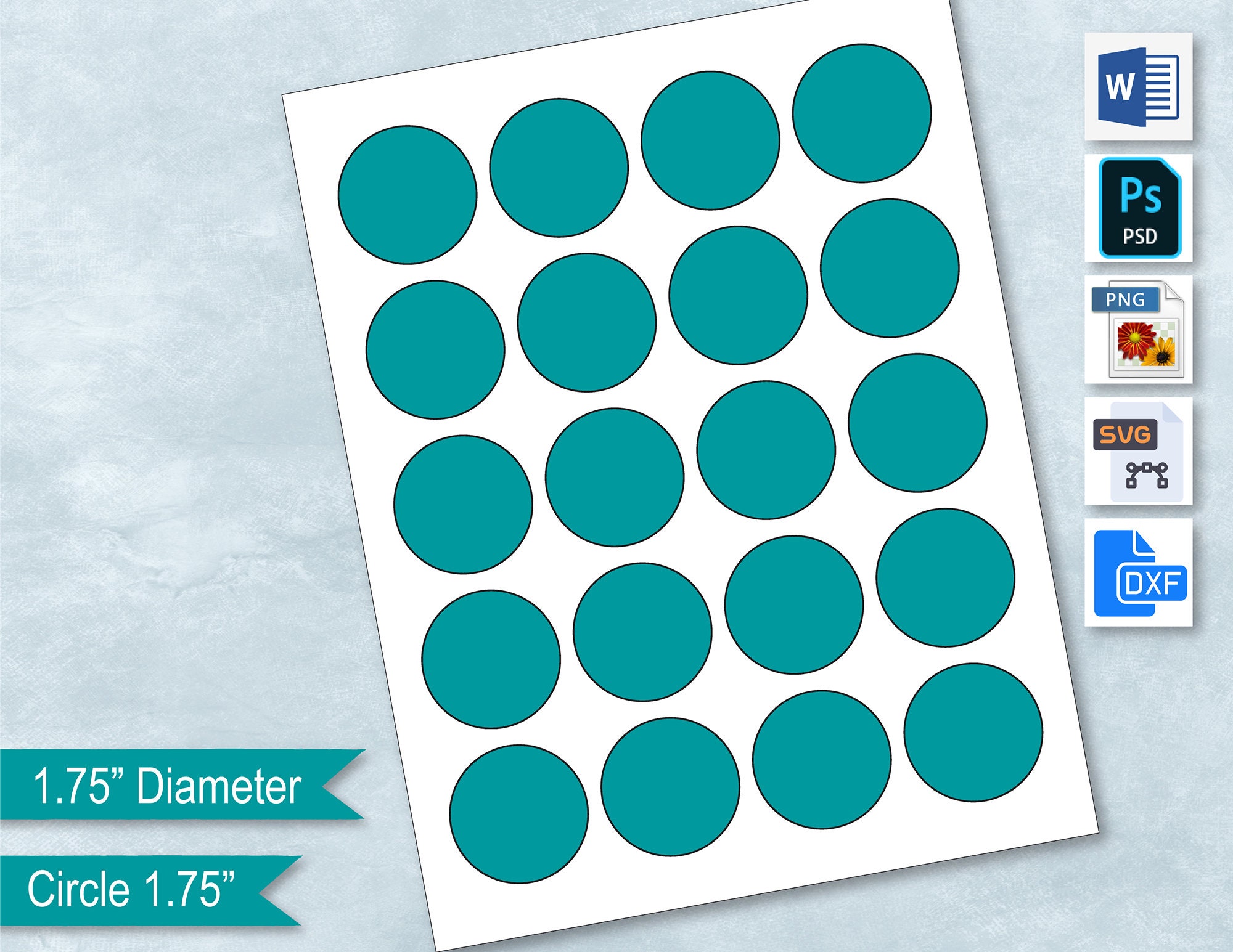 1.75 Inch Circle Blank Template, 44 Mm Round Sticker Collage, 1.75 ...