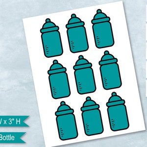 Baby Bottle Cupcake Topper Blank Template, Milk Bottle Stickers, Baby Bottle Labels, Design Your Own, PsD, PNG, SVG, Dxf, MS Word Format