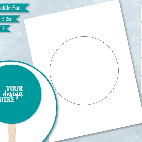 Circle Paddle Fan Blank Template, Church Wedding Program, Circular Round DIY Hand Fan Label,  PsD, PNG, SvG, DxF, Word Formats