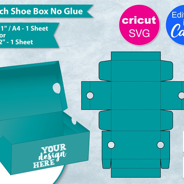 3.5 Inch Shoe Box Blank Template, 3.5" Sneaker Box No Glue, 8.5x 11" Sheet, DIY Favor Box, Custom Gift Box, Cricut SVG Cut File, Canva SVG