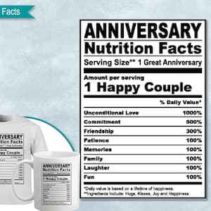 Anniversary Nutrition Facts, SVG Nutritional Fact Label Template for Sublimation, Printable, DIY, Eps, PNG, SvG, DxF, Cricut, Silhouette