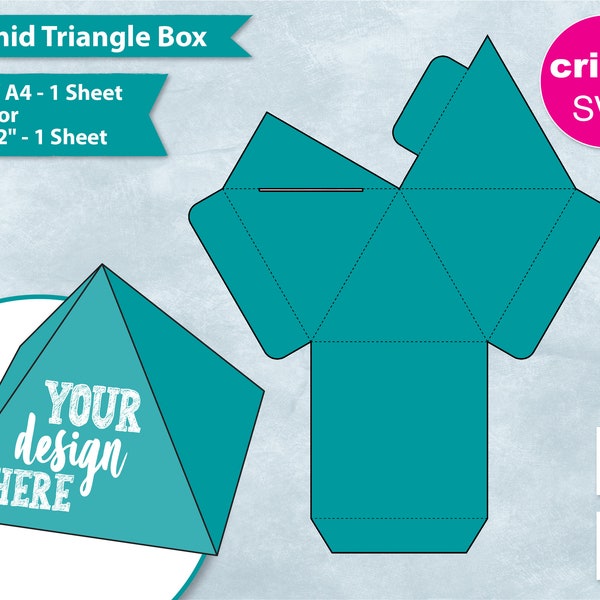 Pyramid Triangle Favor Gift Box, 8.5"x11" Sheet Printable, Pyramid Favor Box, Party Gift Box, Create Your Own, Cricut, Silhouette, SVG, PNG