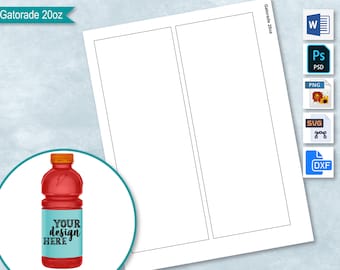 Sports Drink Template 20oz 59 ml Label, Sticker Label Printable, Create Your Own DIY Design, PsD, PNG, SvG, DxF, MS Word Doc Formats