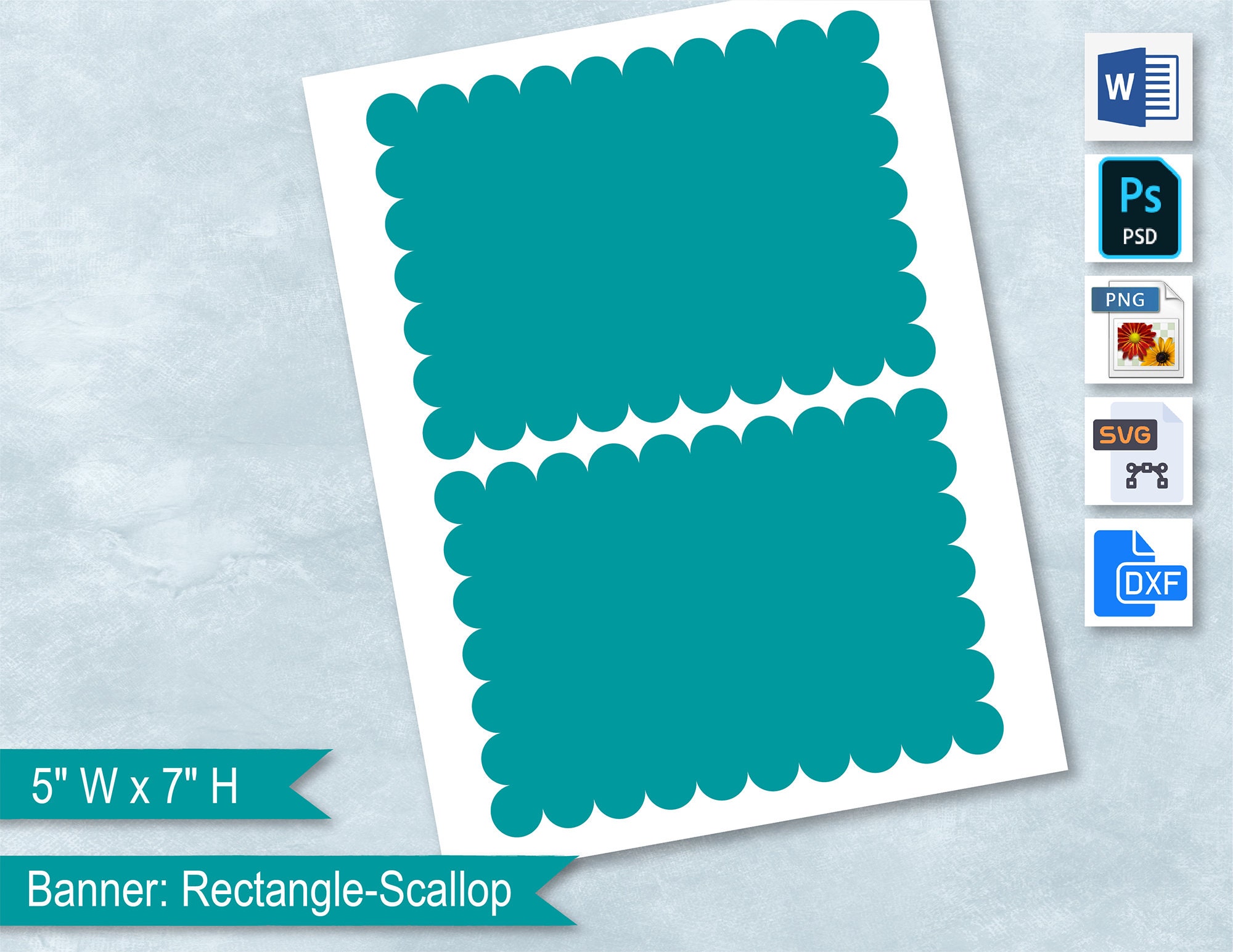 Rectangle Scallop 5 X 7 Banner Blank Template - Etsy