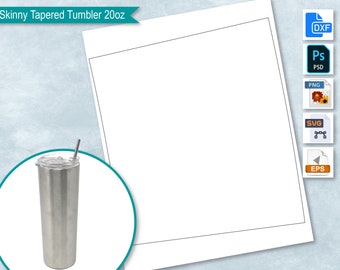 Skinny Tapered Tumbler 20oz Blank Wrapper Template, Tumbler Sublimation, Create Design Your Own, PsD, PnG, SvG, Dxf, Eps Formats