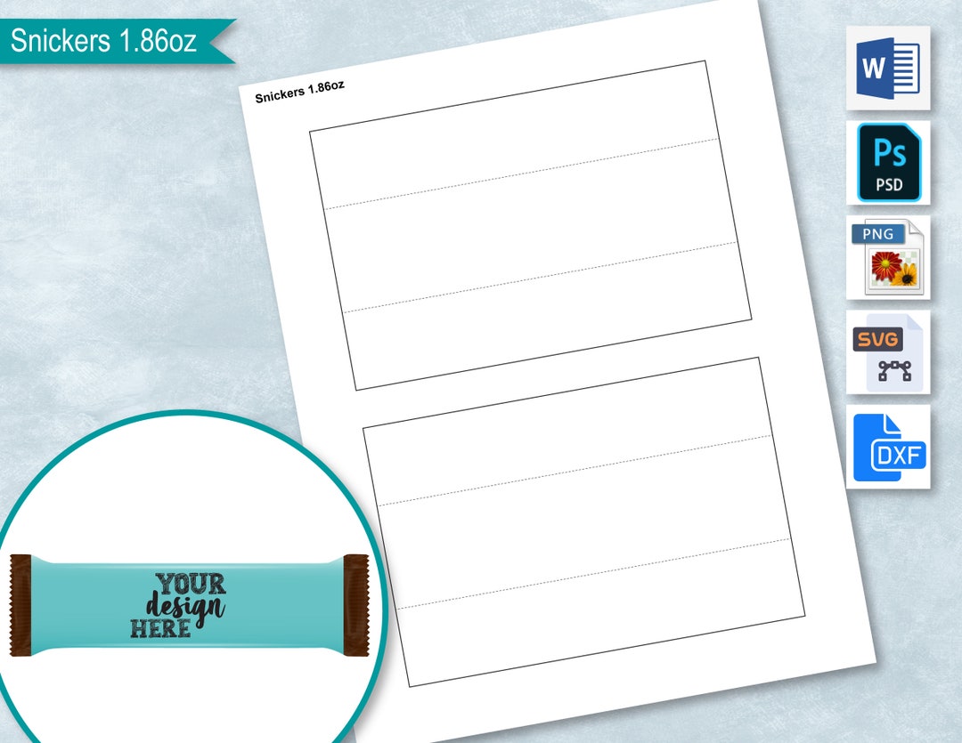 Chocolate Bar 1.86oz 52.7g Blank Wrapper Template, Sticker Label ...