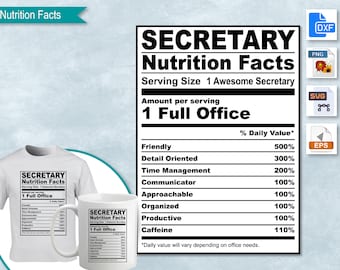 Información nutricional del secretario, plantilla de etiqueta de datos nutricionales SVG, imprimible, bricolaje, Eps, PNG, SvG, DxF, Cricut, Silhouette