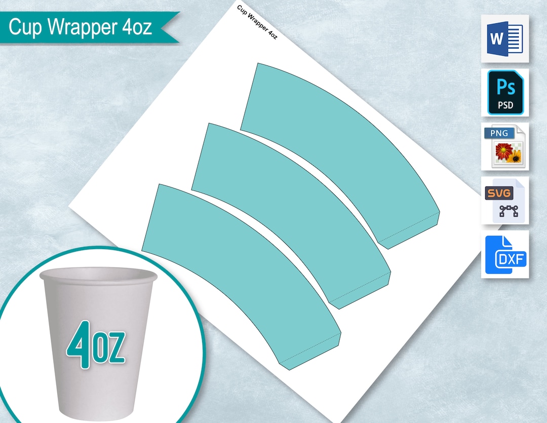4oz Blank Paper Cup Wrapper Template, Styrofoam Coffee Cup Template ...