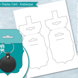 Arabesque Wide Keychain Display Card Blank Template, Sublimation Keyring Card Holder, Key chain Packaging, DIY,  PsD, PNG, SvG, DxF, EPS